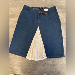 Barfani Blue Denim Skirt with Cream Insert Size Medium NWT